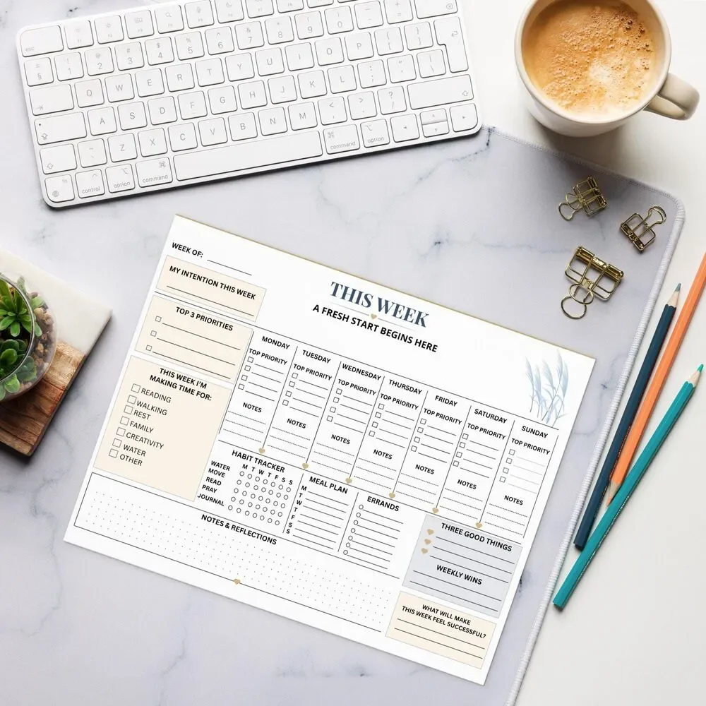 Weekly Planner Digital Download | Minimalist Productivity Schedule (Digital Down